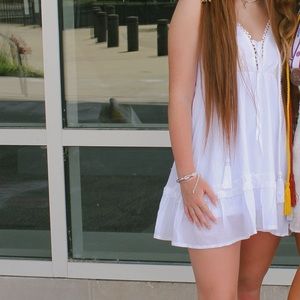 white dress with detailing